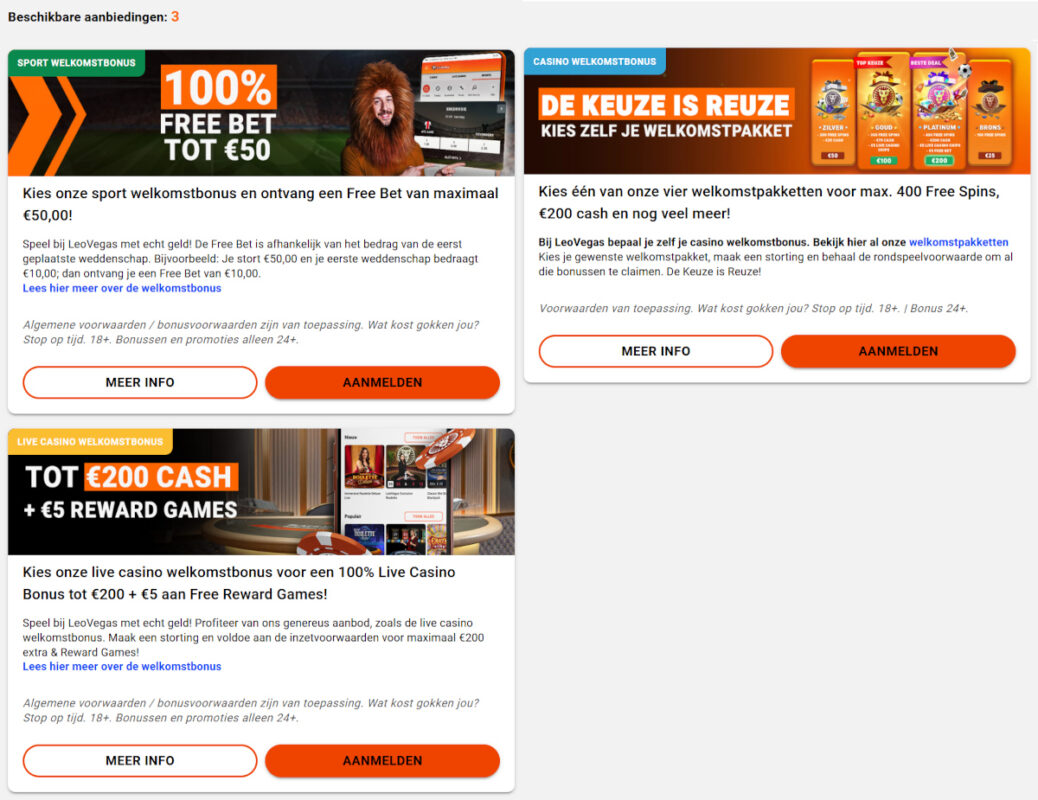 LeoVegas welkomstbonus