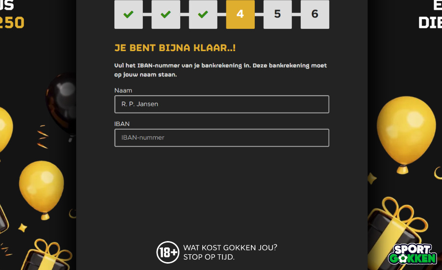 IBAN rekening koppelen bij Fair Play Casino