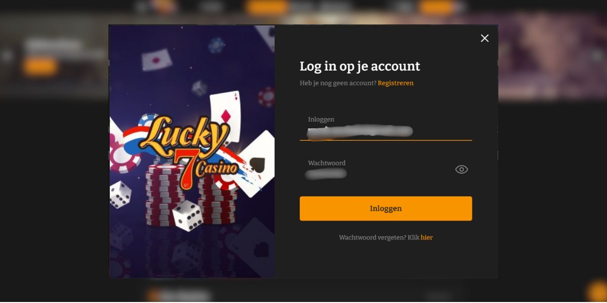 inloggen op Lucky7Casino gids wachtwoord invoeren