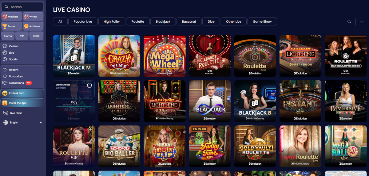 Booms.bet live casino