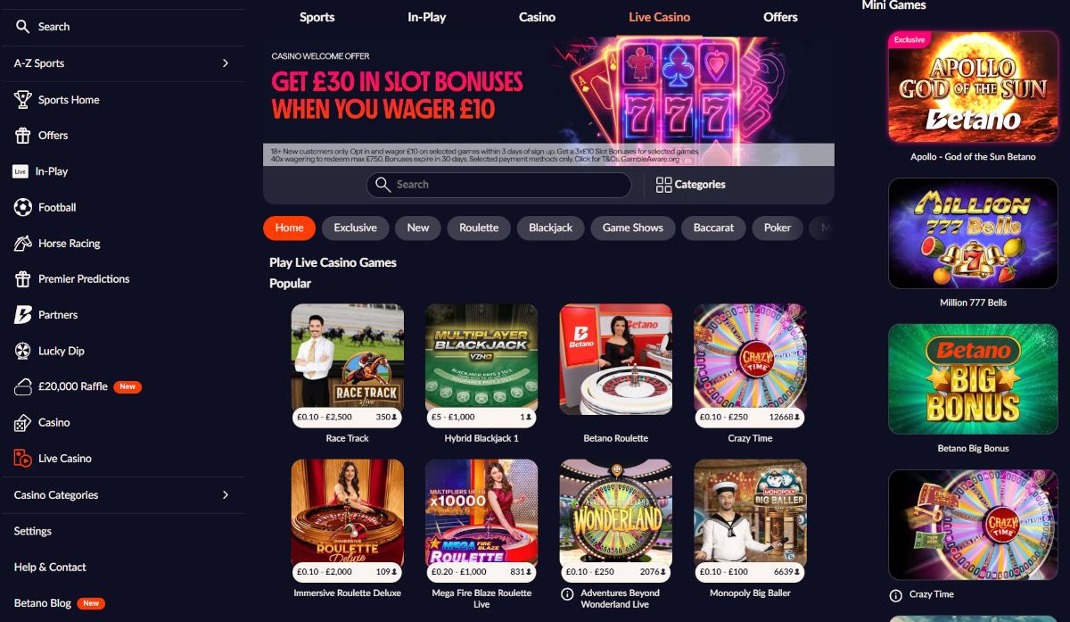 Betano live casino