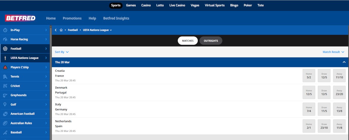 Betfred voetbalwedden