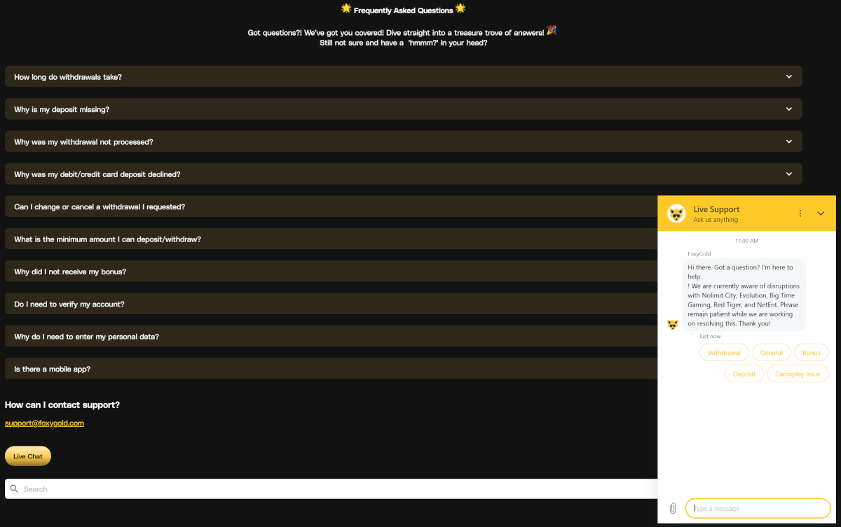 Contact maken met FoxyGold