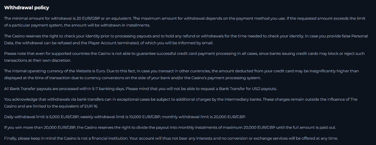 Opname voorwaarden Winorio Opname voorwaarden Winorio