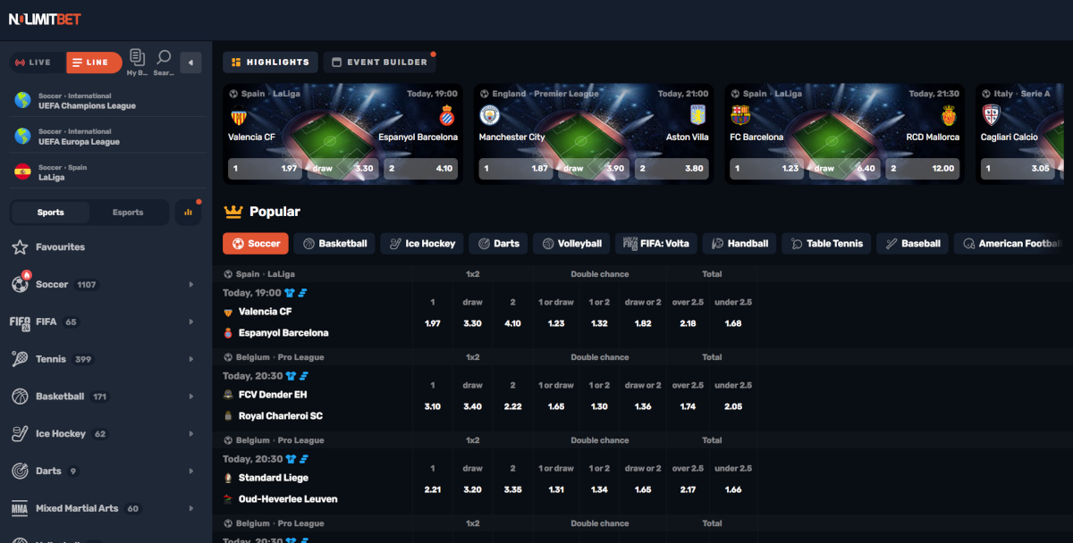 Wedden op sport bij No Limit Bet