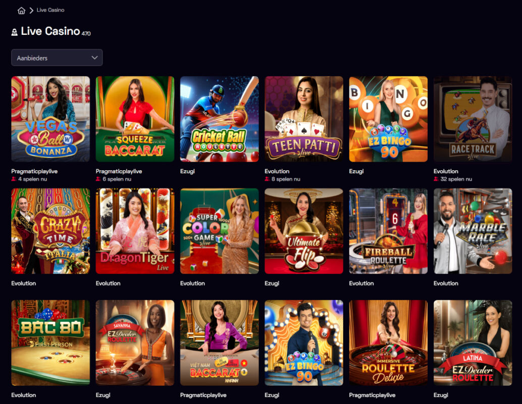 Live casino spellen van Ybets