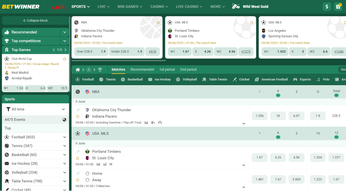 Betwinner sportsbook