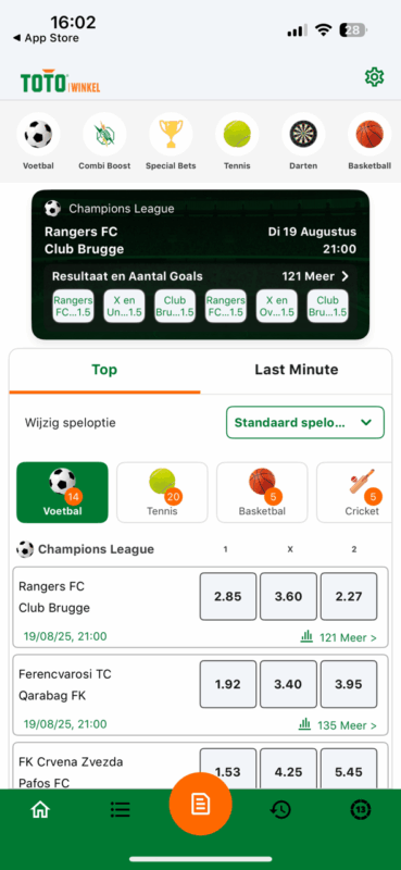 TOTO Winkel app interface