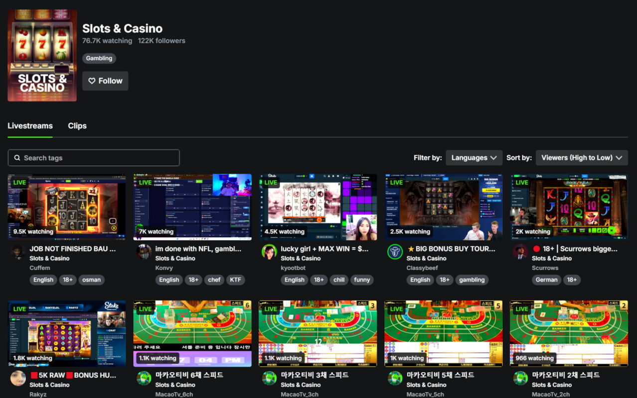 Casino en slot streamers bij kick