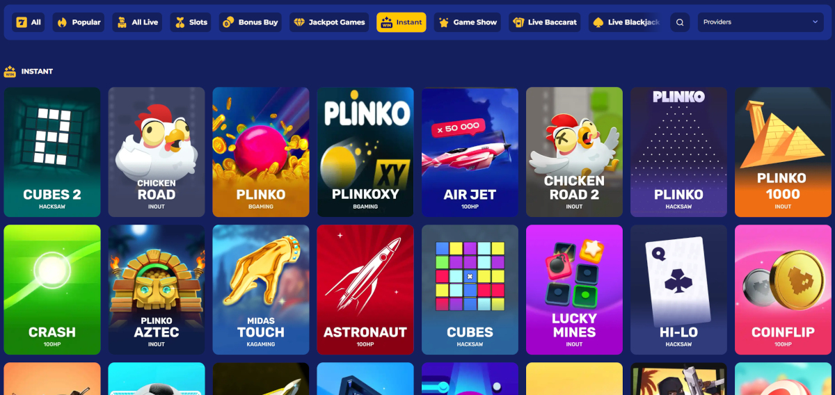 Instant games bij Koning Casino
