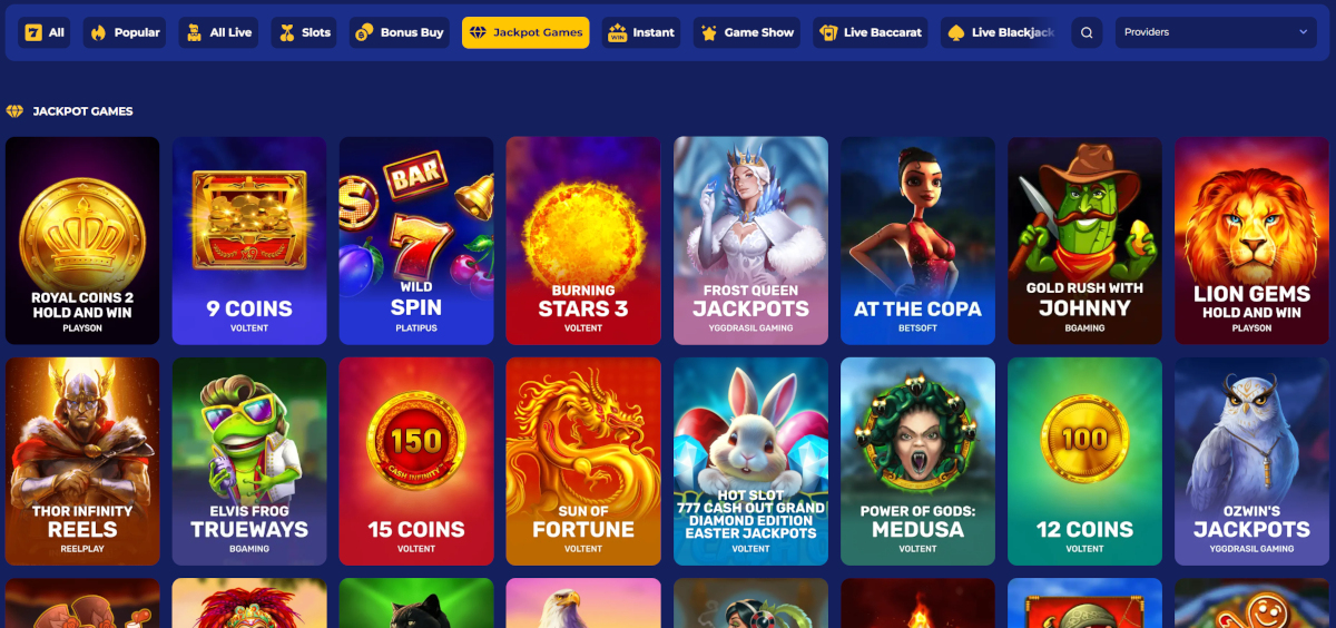 Jackpot games bij Koning Bet Casino