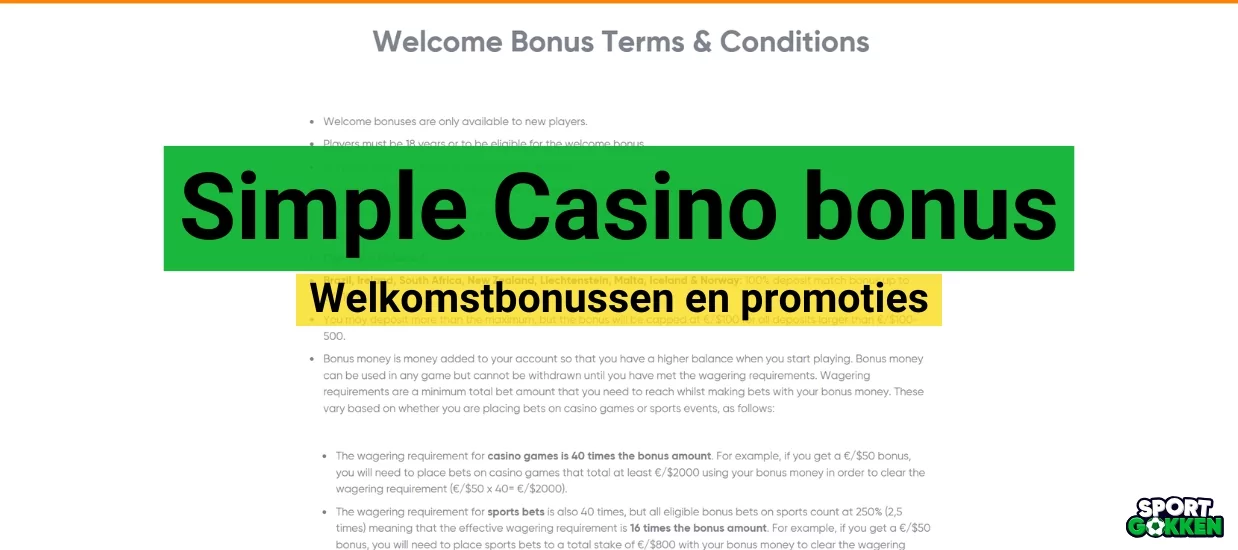 Simple Casino bonus Simple Casino bonus