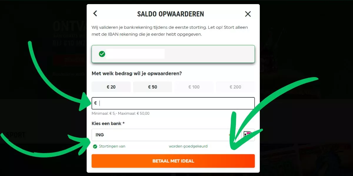 Selecteer welkomstbonus TOTO