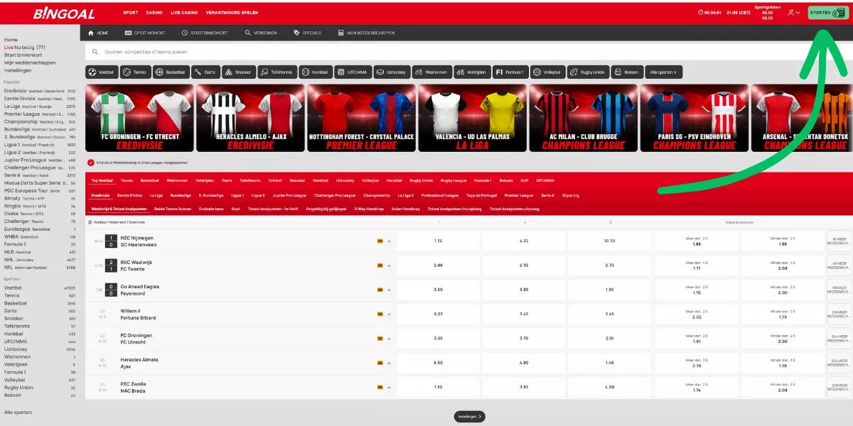 Bingoal storting uitvoeren