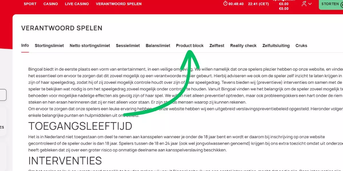 bingoal speelpauze