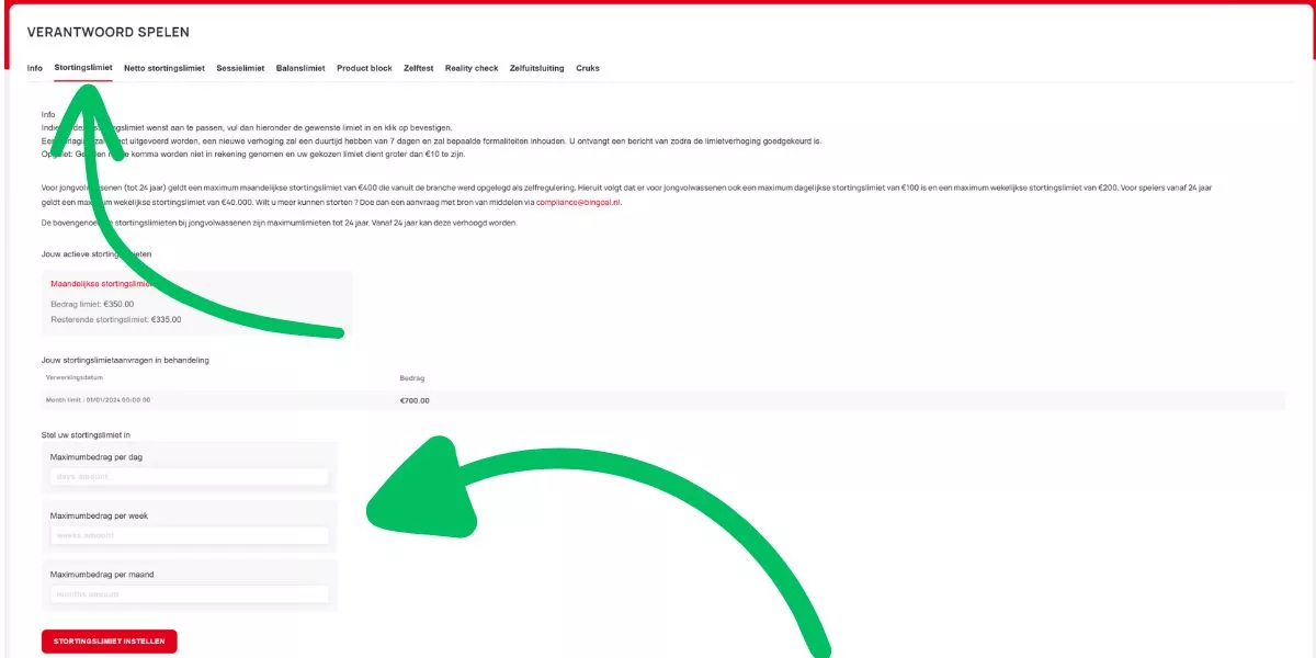 veranderen limieten bingoal stortingslmiet