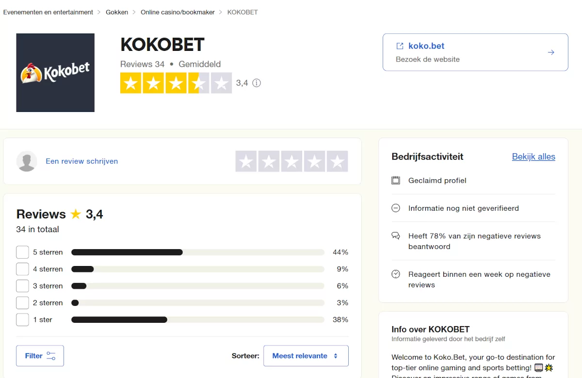 Kokobet trustpilot reviews