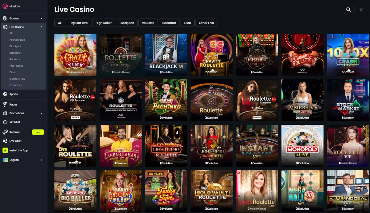 Live casino van Starzino Live casino van Starzino