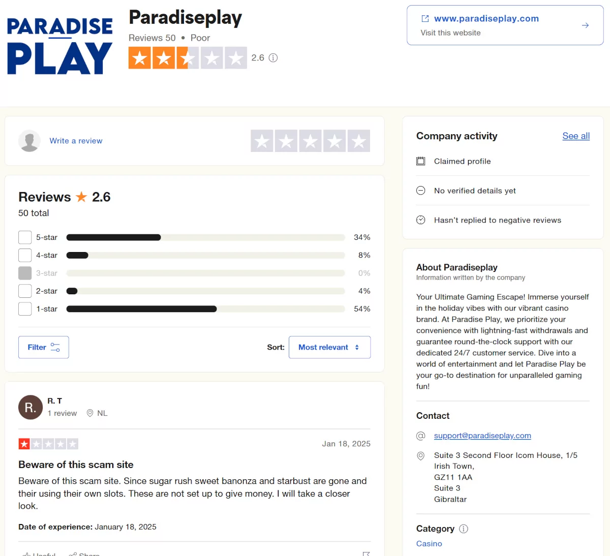 Paradise play speler reviews