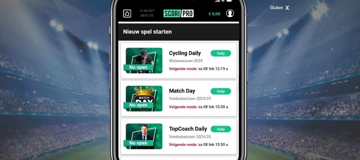 ingelogd account scori-pro