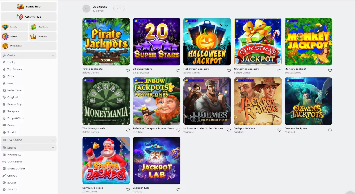 Jackpot games bij Wbetz Jackpot games bij Wbetz