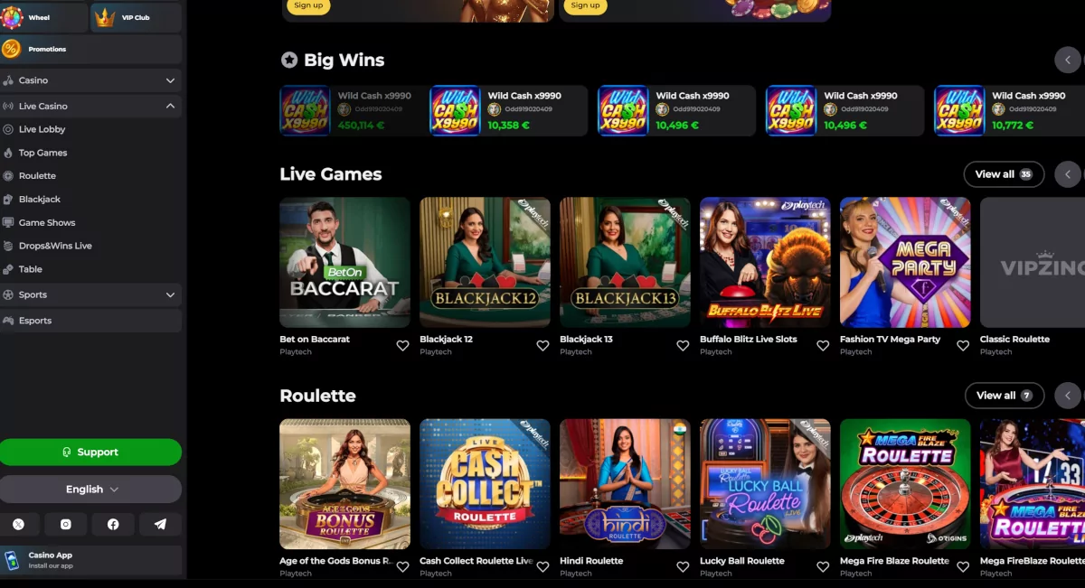 Vipzino live casino lobby Vipzino live casino lobby