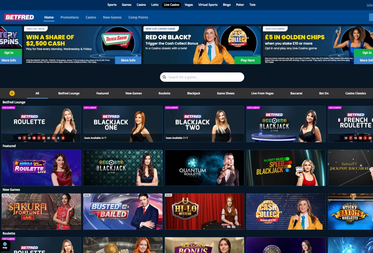 Betfred live casino