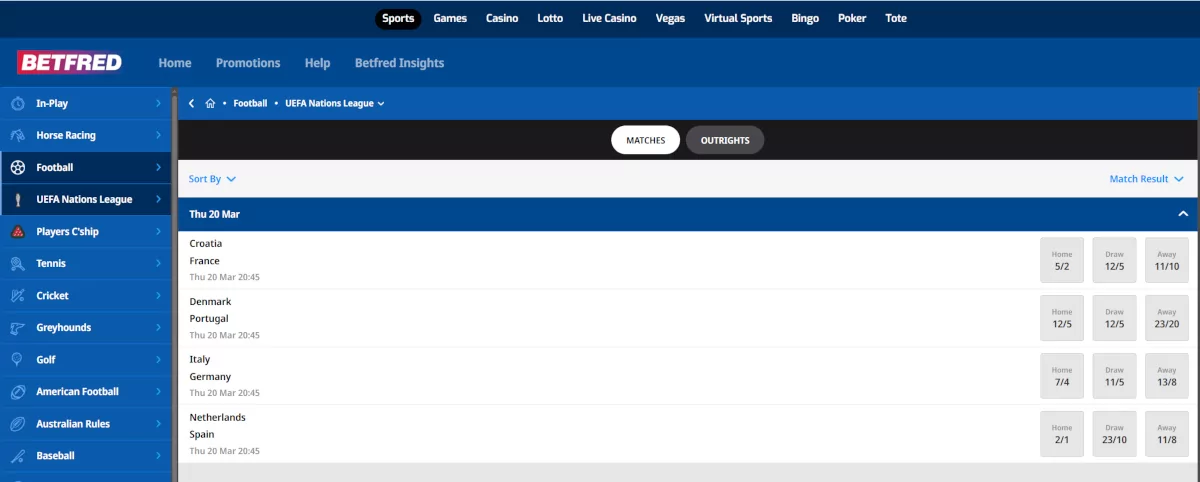 Betfred voetbalwedden