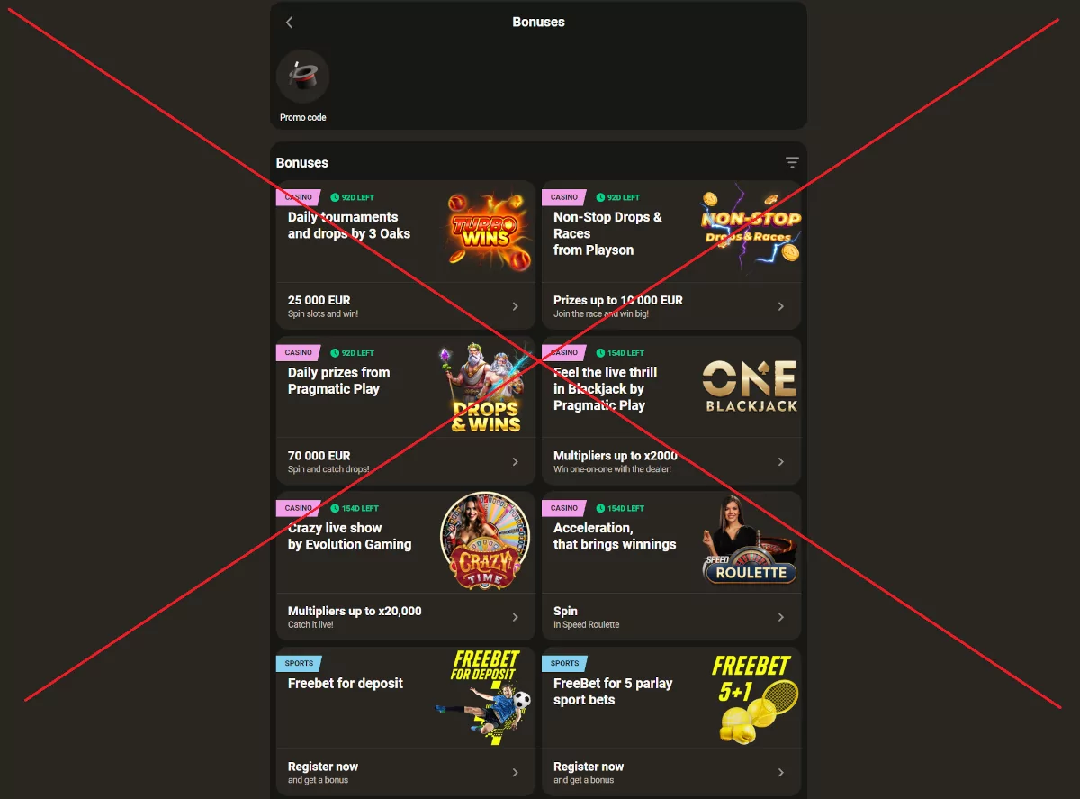 Bonussen bij Parimatch