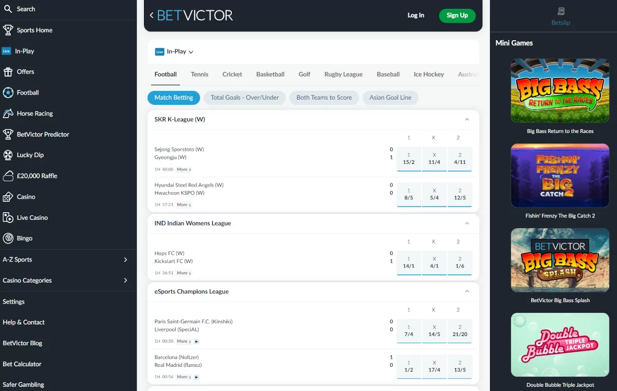Live betting bij BetVictor