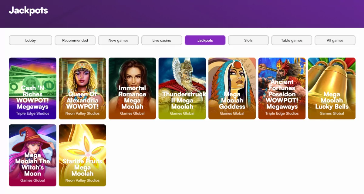 Jackpot slots bij Instaspin Casino