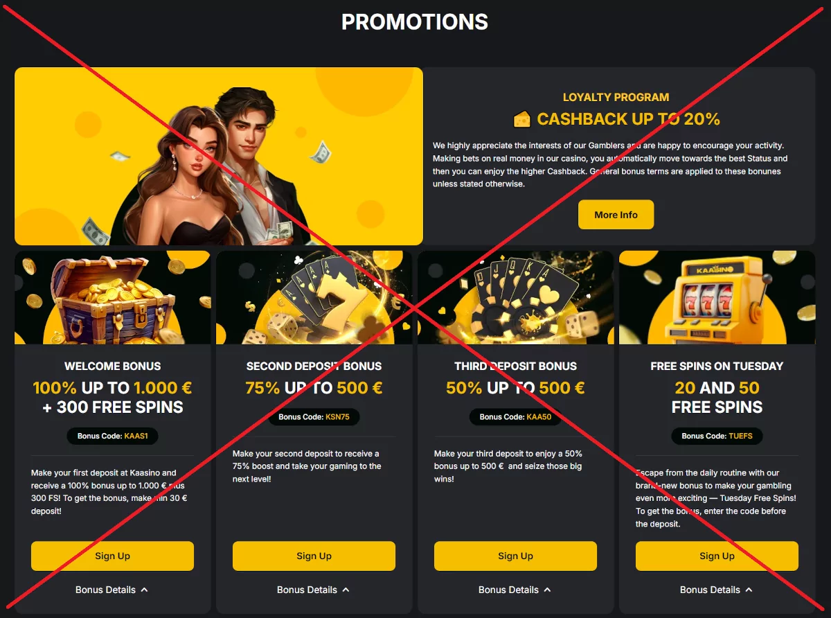 Kaasino bonus en promoties