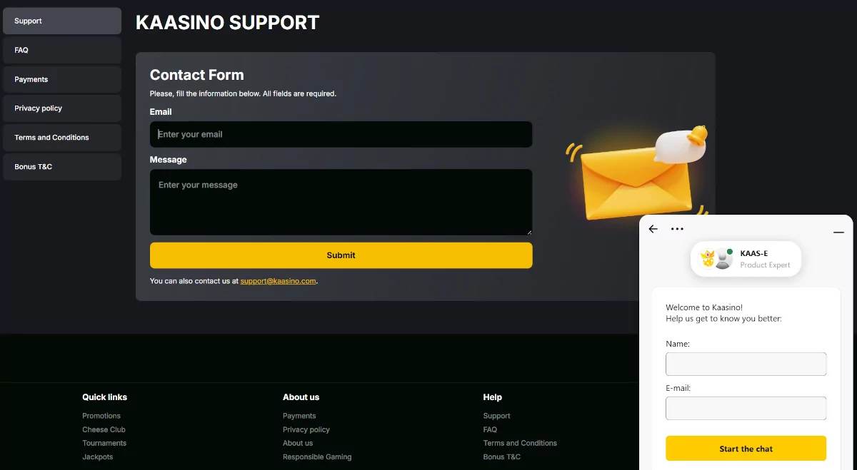 Kaasino support