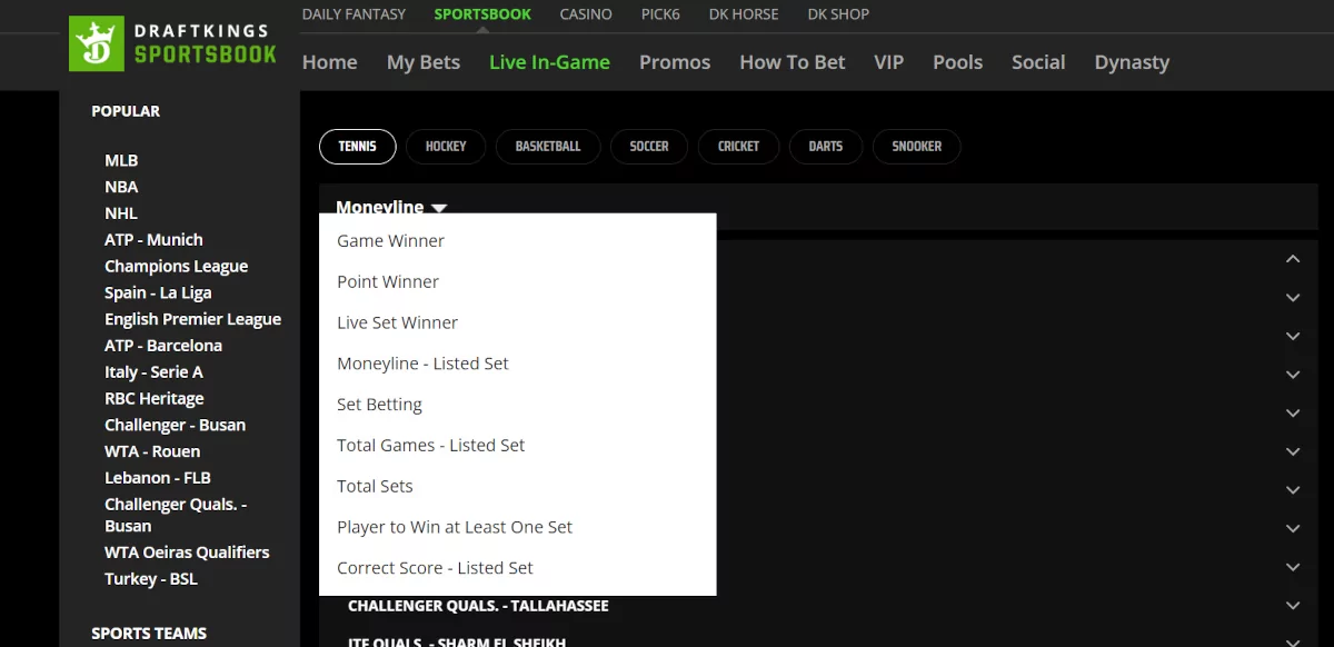 Live betting at DraftKings Live betting at DraftKings