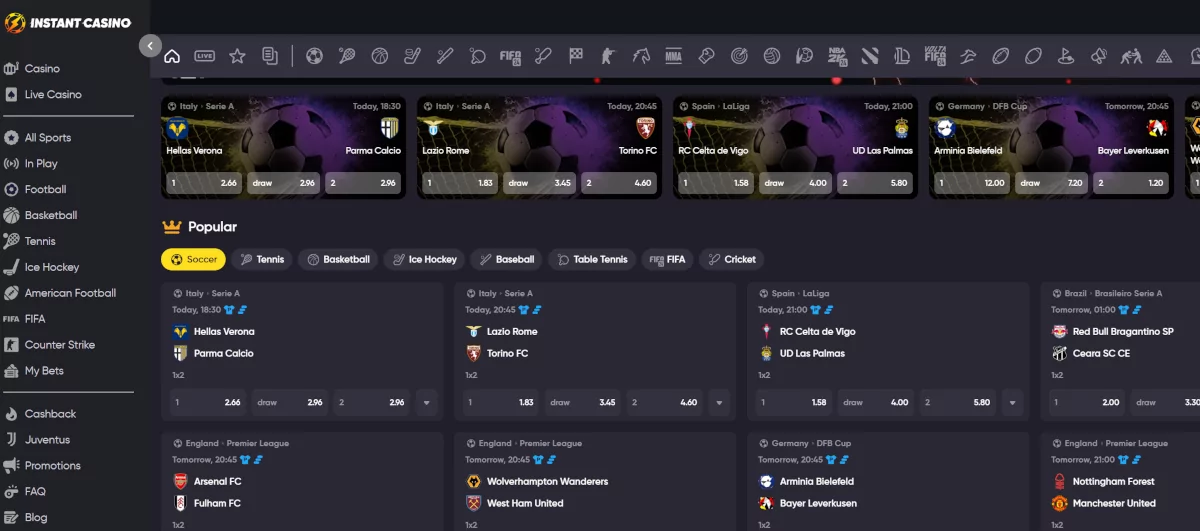 Wedden op sport bij Instant Casino Wedden op sport bij Instant Casino