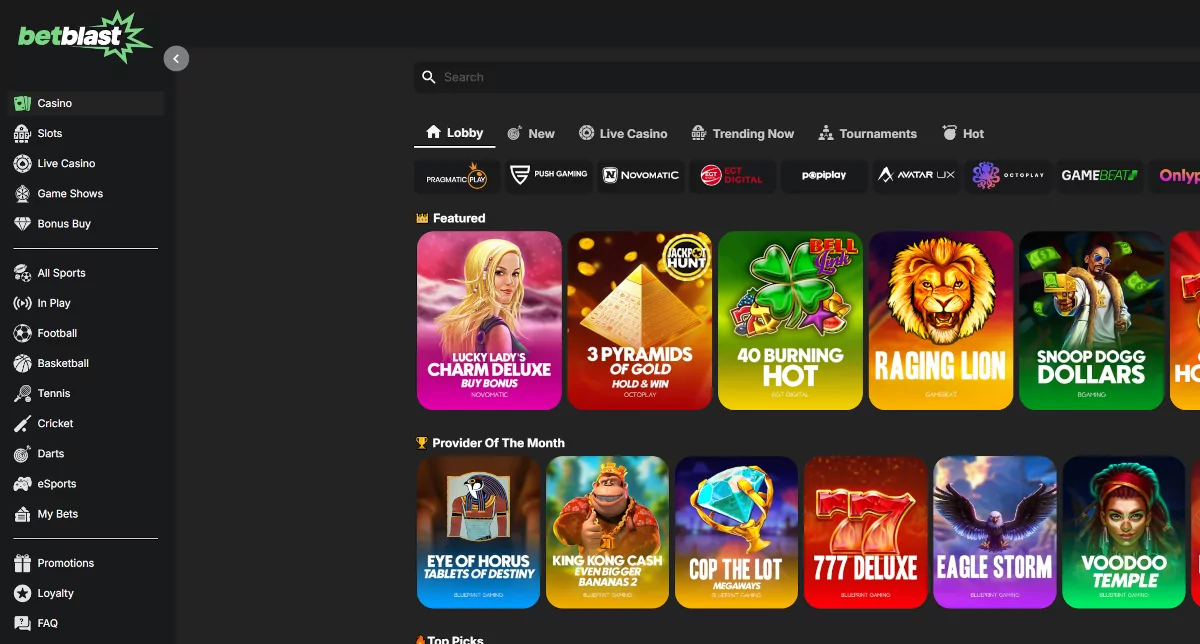 Betblast casino lobby Betblast casino lobby
