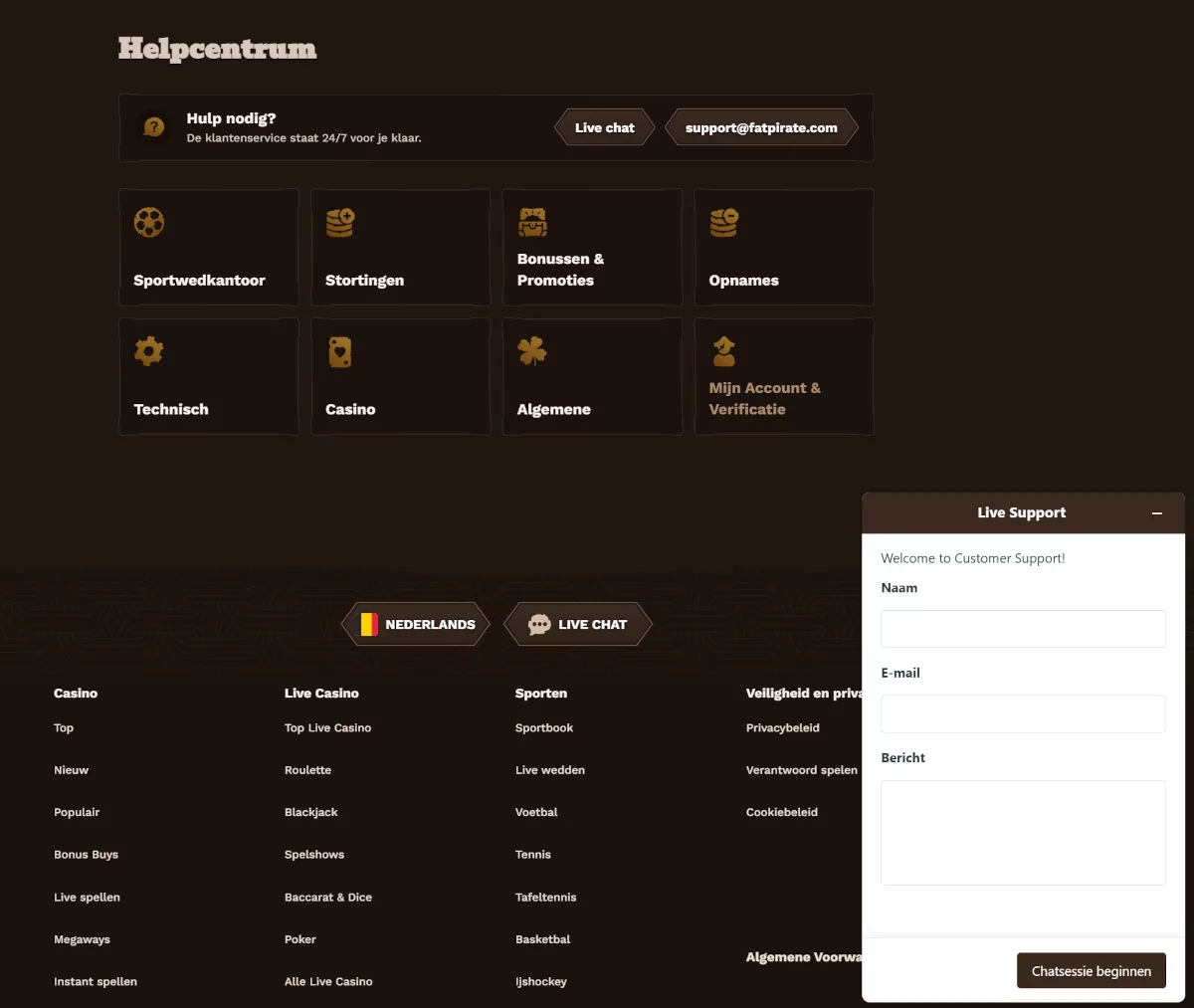 Fat Pirate Casino klantenservice