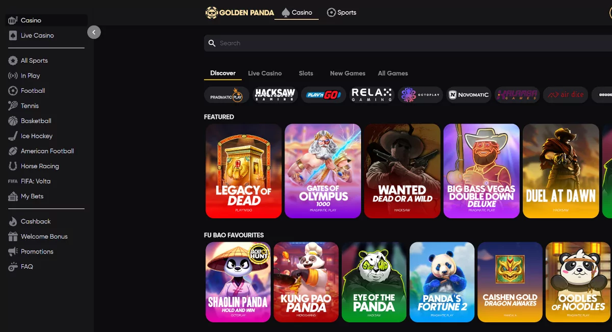 Golden Panda Casino lobby