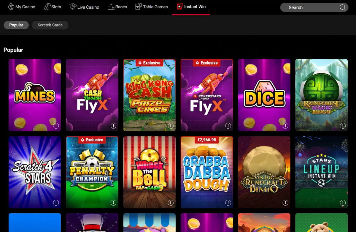 Instant win bij PokerStars