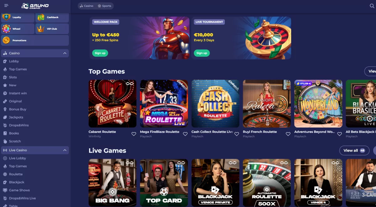 Live casino van Bruno Casino Live casino van Bruno Casino
