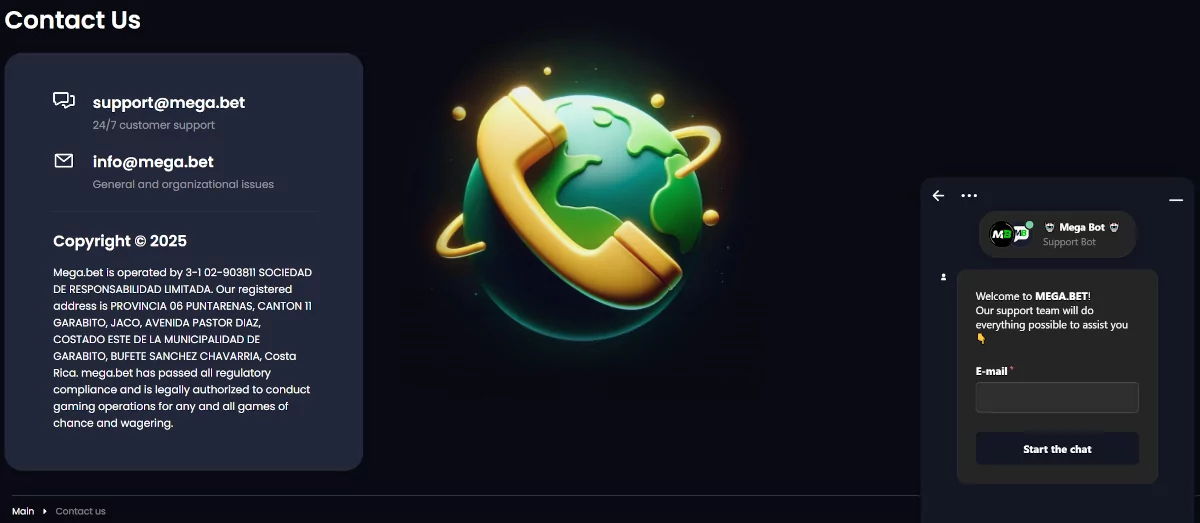 MegaBet contact