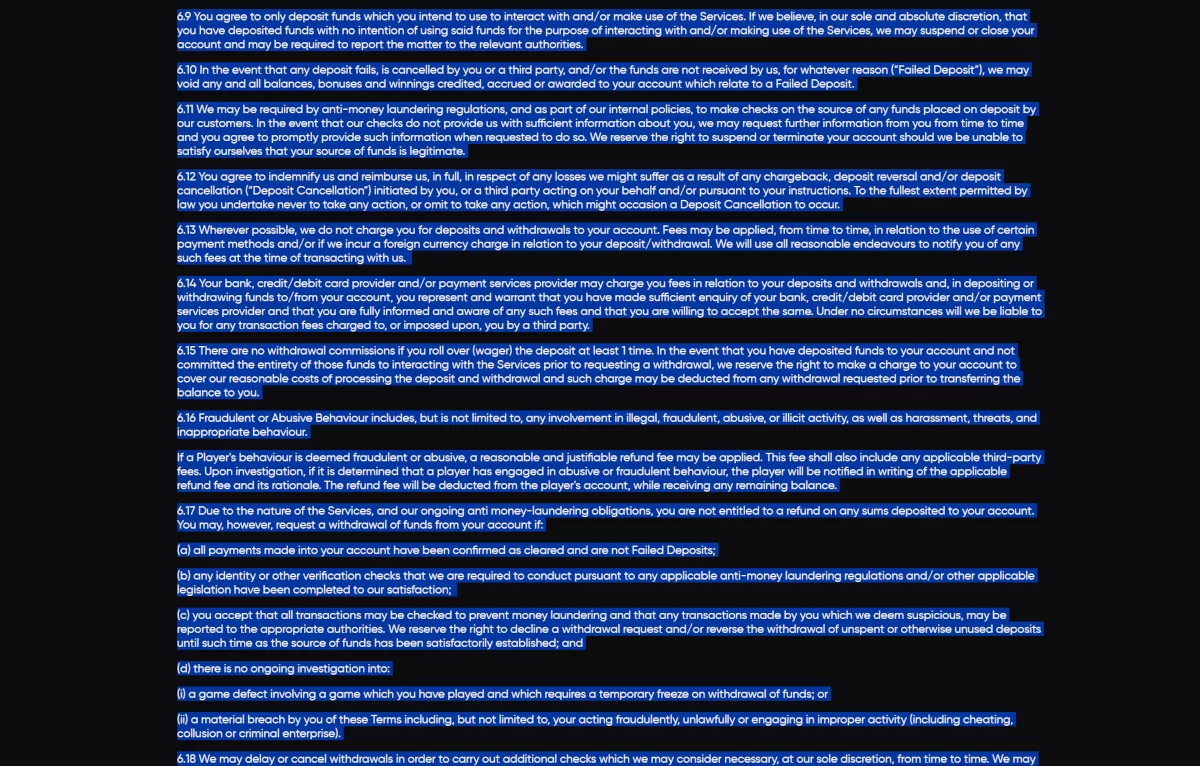 Uitbetalingsvoorwaarden bij Golden Panda Casino