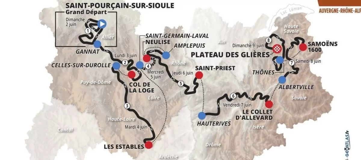 etappes Criterium du Dauphine 2025 wedden op wielrennen