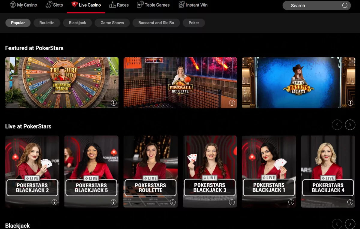 live casino van PokerStars