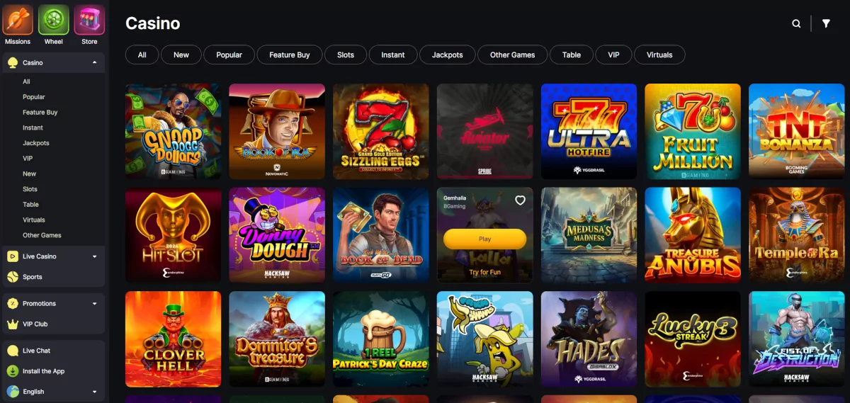 Winhero casino lobby Winhero casino lobby