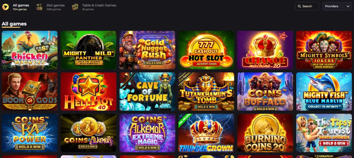 Betizy casino lobby