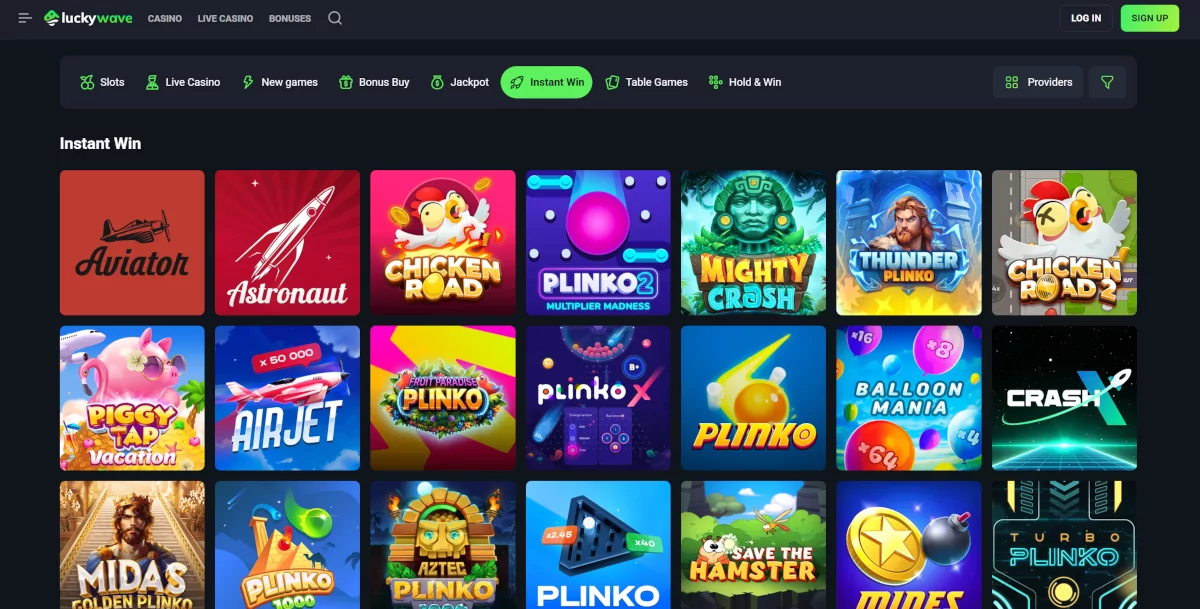 Instant win games bij LuckyWave Instant win games bij LuckyWave