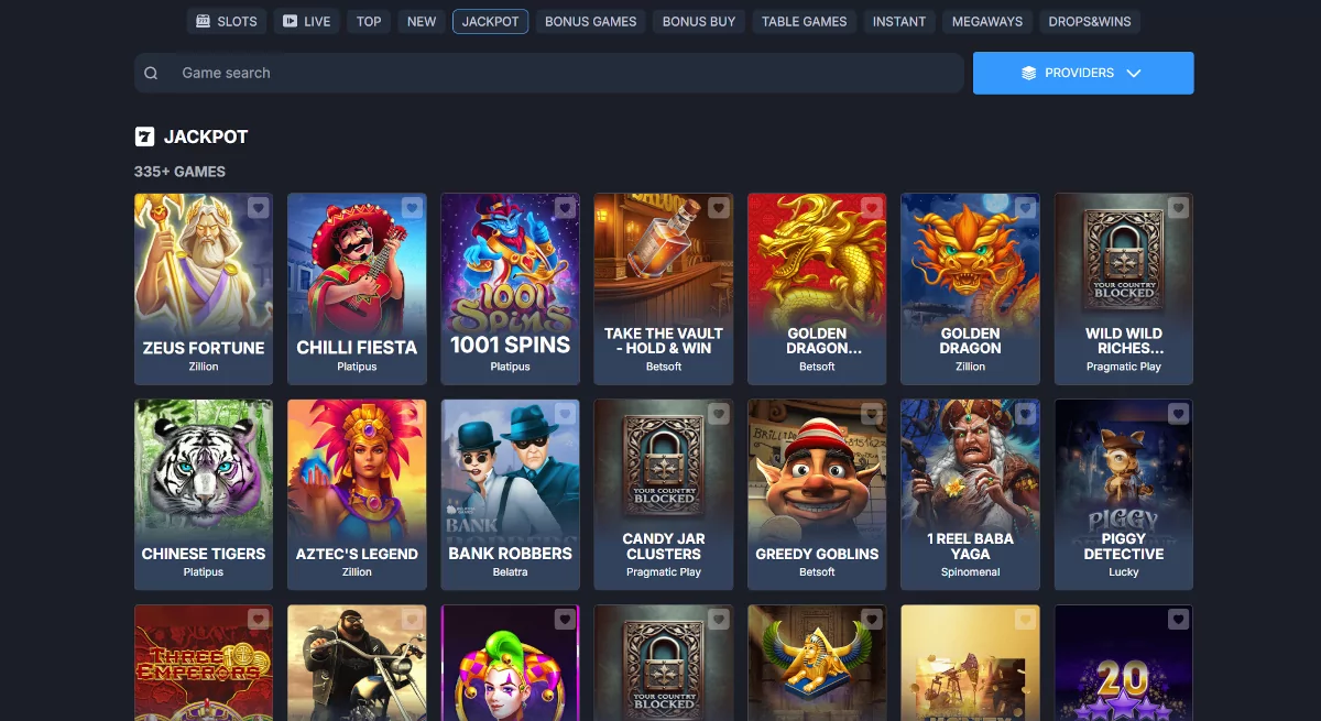 Jackpot gokkasten bij Monixbet