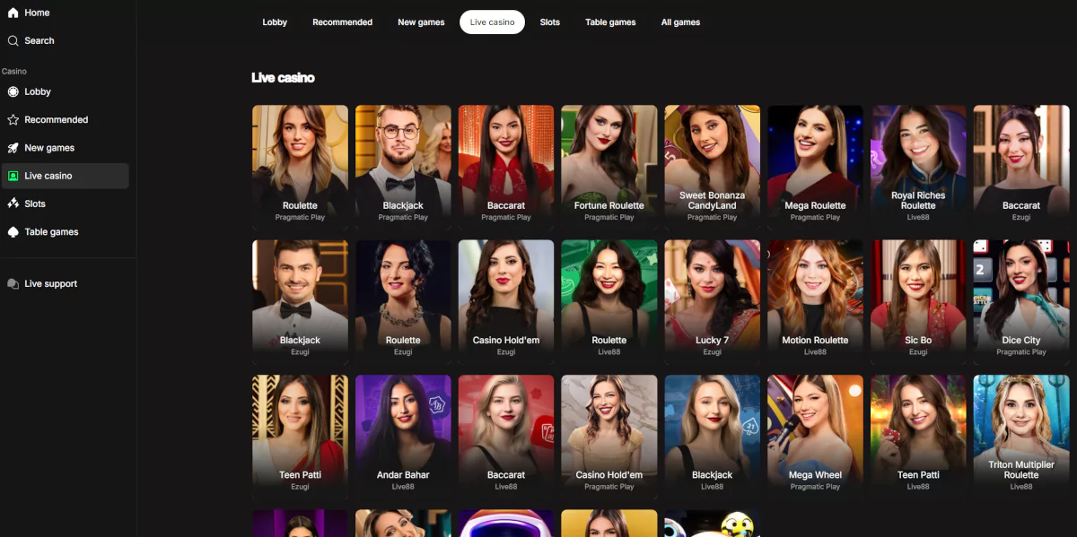 Betninja live casino