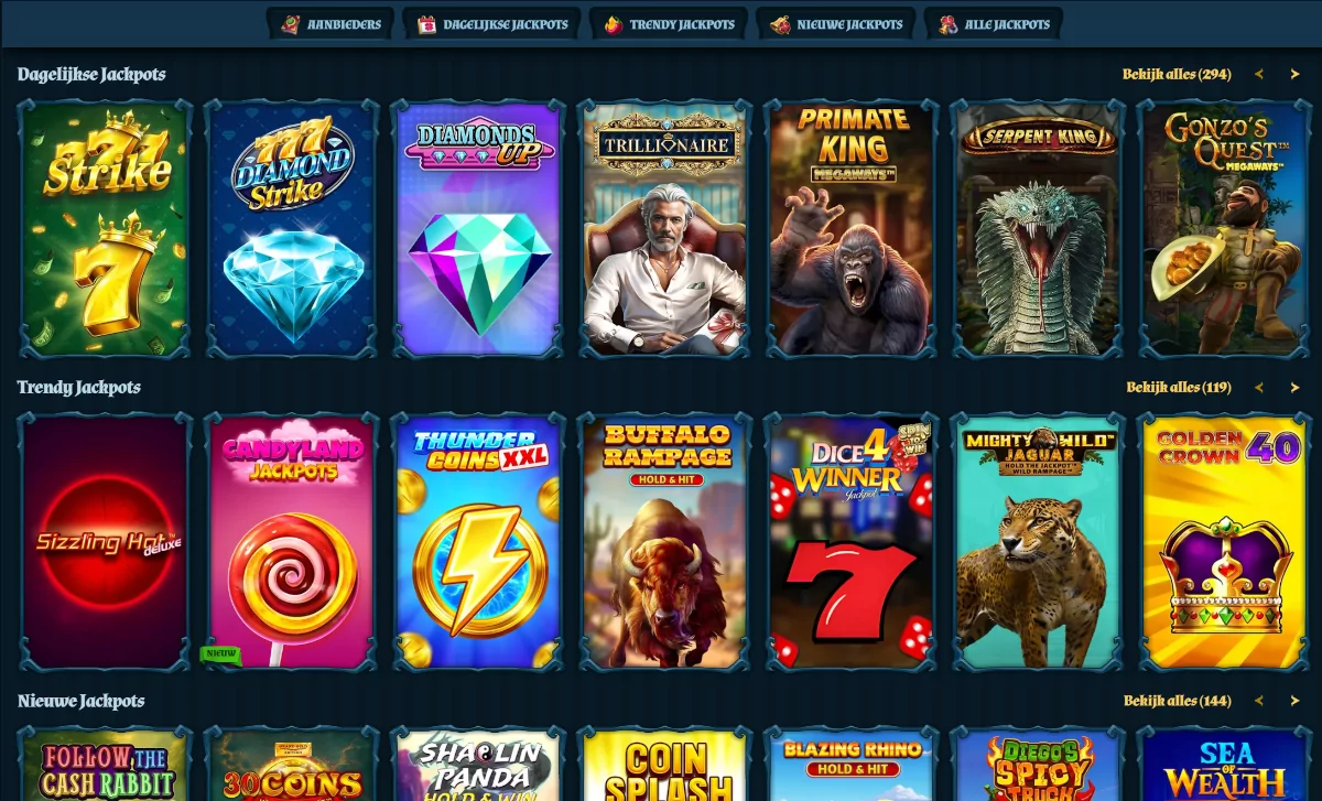 Jackpot spellen bij Fambet